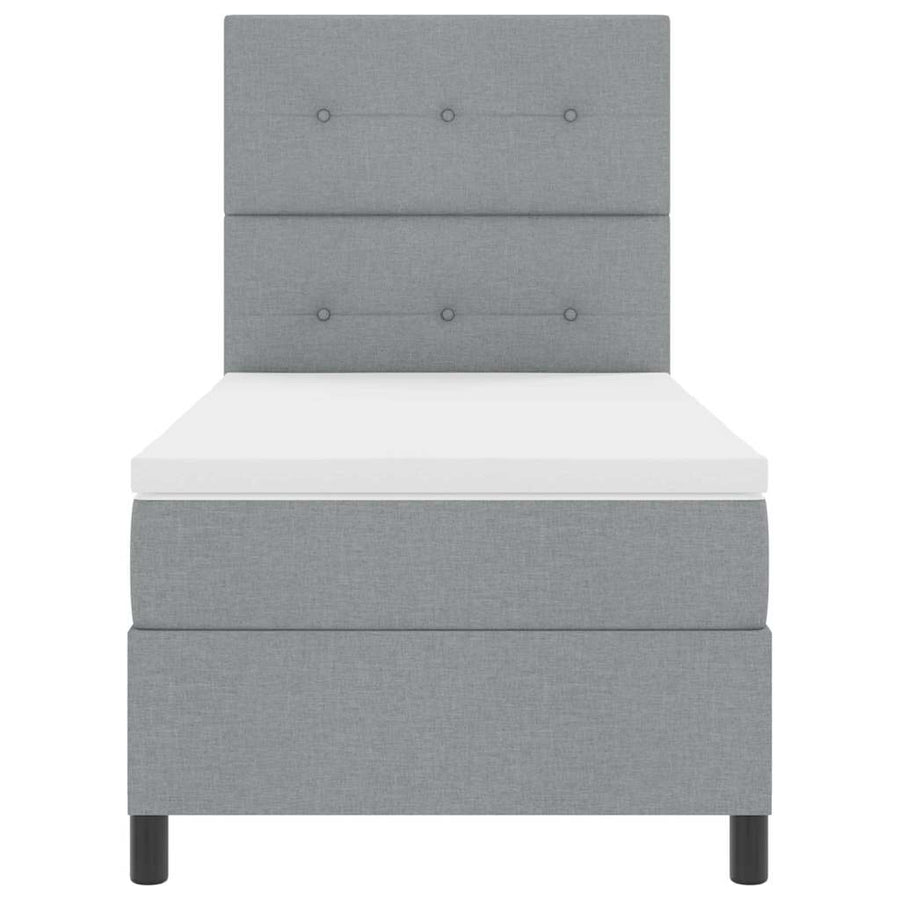 Boxspring bed met hoofdeinde Lichtgrijs 100 x 200 cm Stof