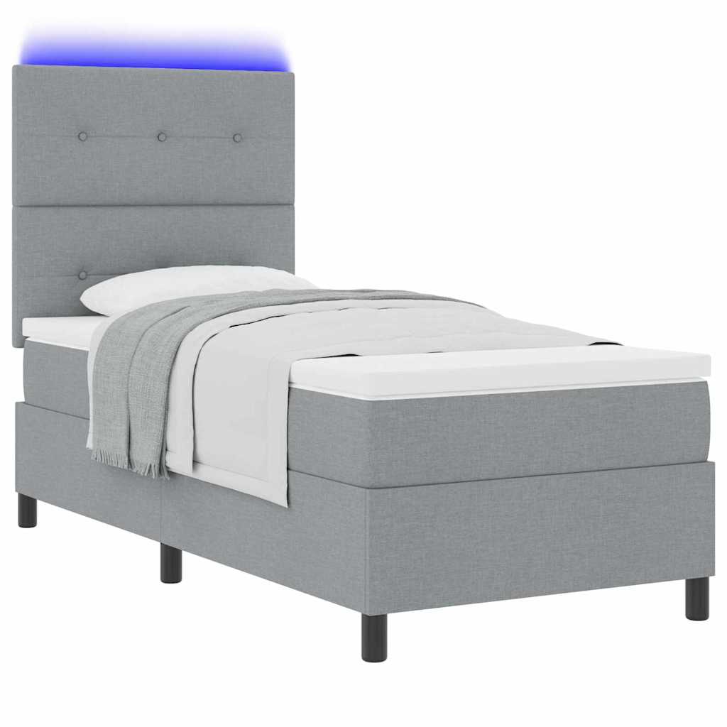 Boxspring bed met hoofdeinde Lichtgrijs 100 x 200 cm Stof