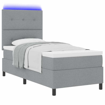 Boxspring bed met hoofdeinde Lichtgrijs 100 x 200 cm Stof