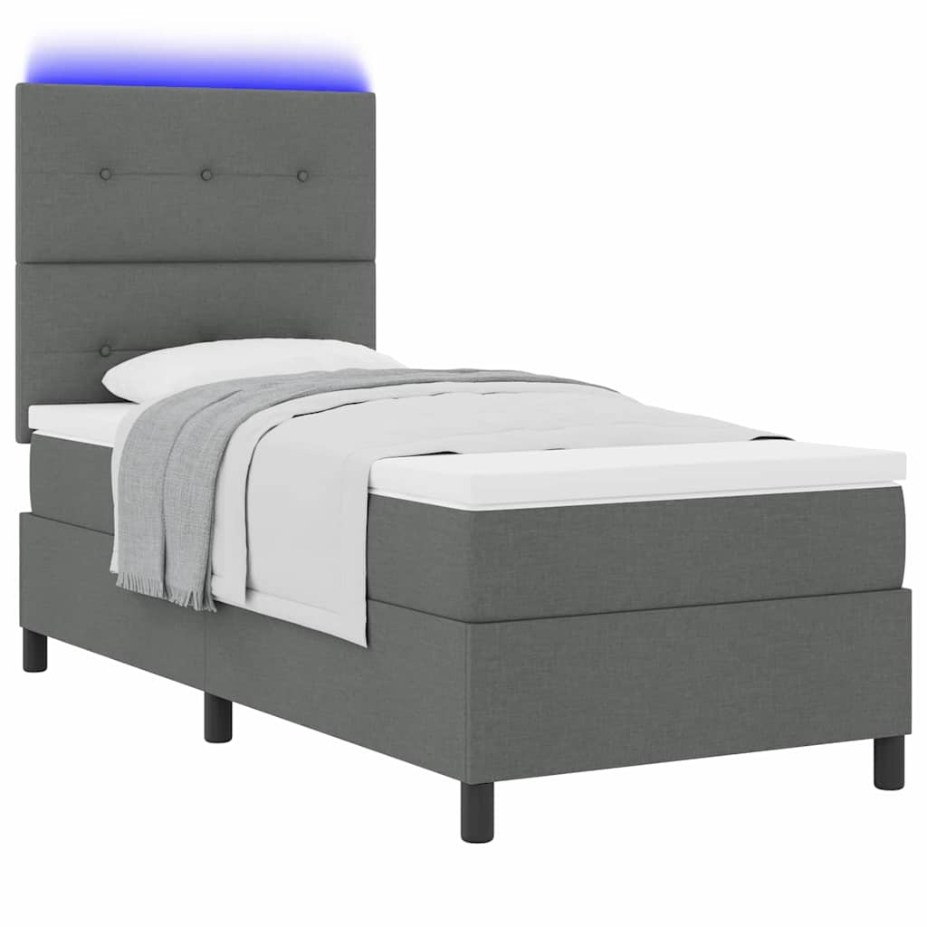 Boxspring bed met hoofdeinde Donkergrijs 100 x 200 cm Stof