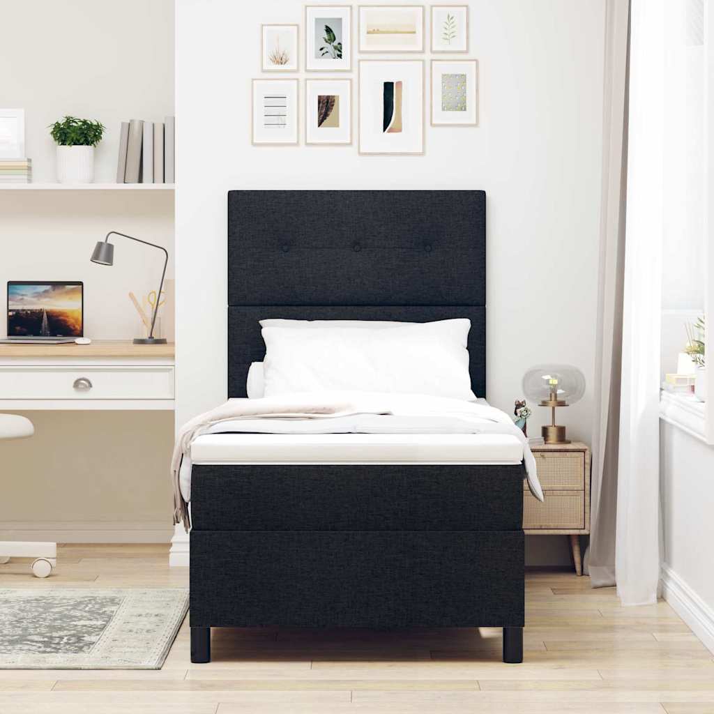 Boxspring bed met LED-stripverlichting Zwart 100 x 200 cm Stof