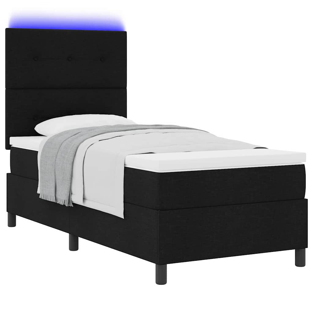 Boxspring bed met LED-stripverlichting Zwart 100 x 200 cm Stof