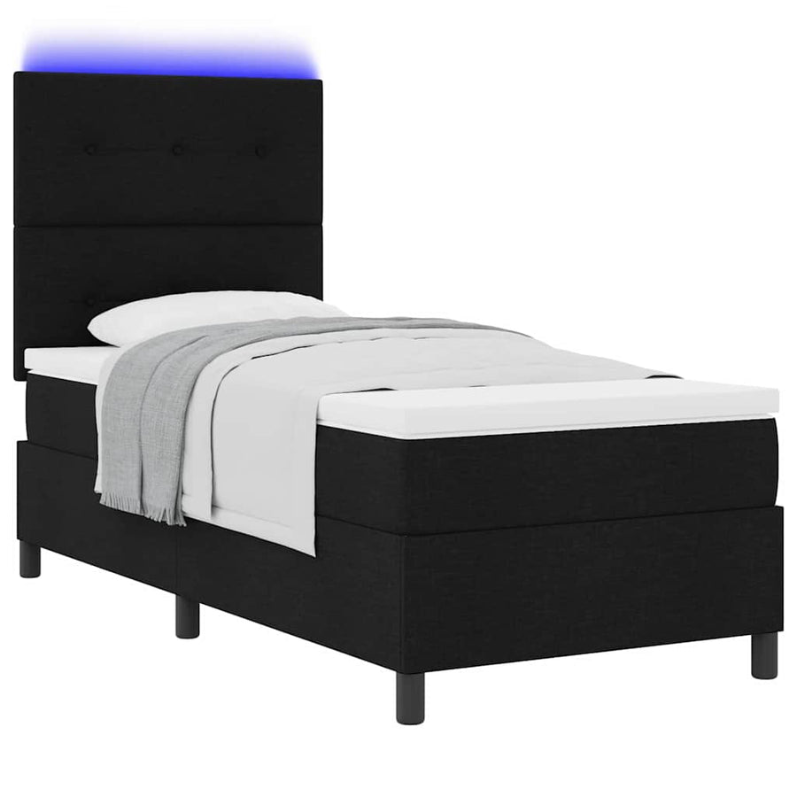Boxspring bed met LED-stripverlichting Zwart 100 x 200 cm Stof