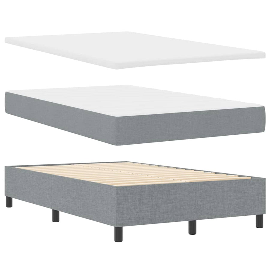 Boxspring bed met hoofdeinde Lichtgrijs 120 x 190 cm Stof