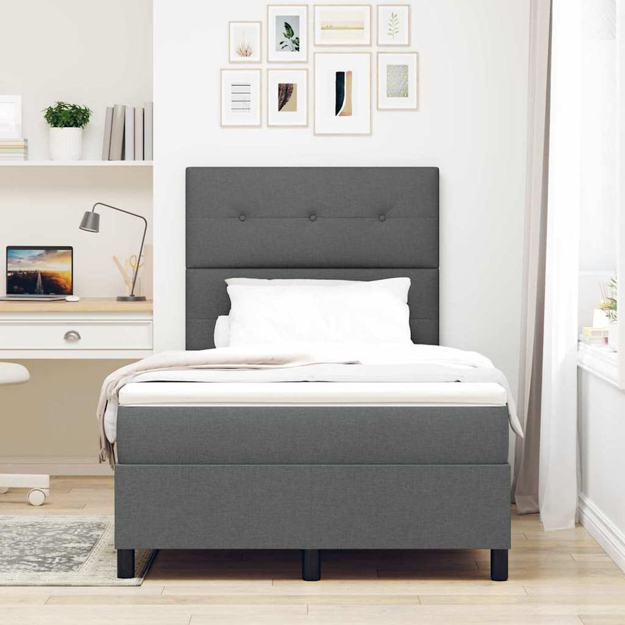 Boxspring bed met hoofdeinde Donkergrijs 120 x 190 cm Stof