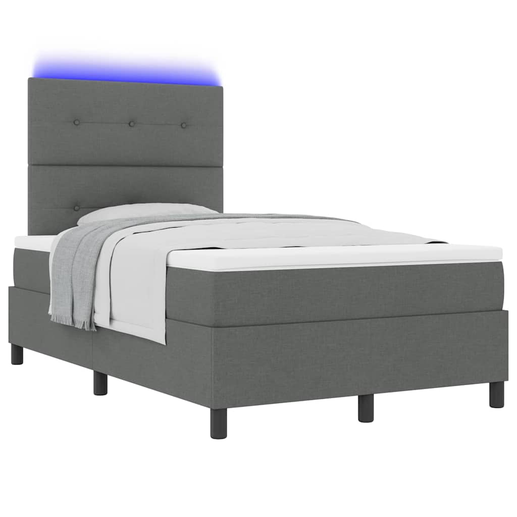 Boxspring bed met hoofdeinde Donkergrijs 120 x 190 cm Stof