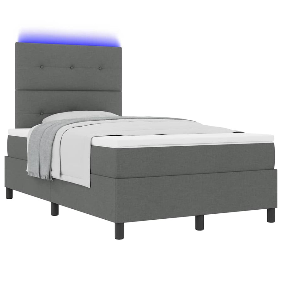 Boxspring bed met hoofdeinde Donkergrijs 120 x 190 cm Stof