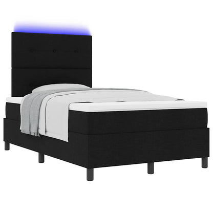 Boxspring bed met LED-stripverlichting Zwart 120 x 190 cm Stof