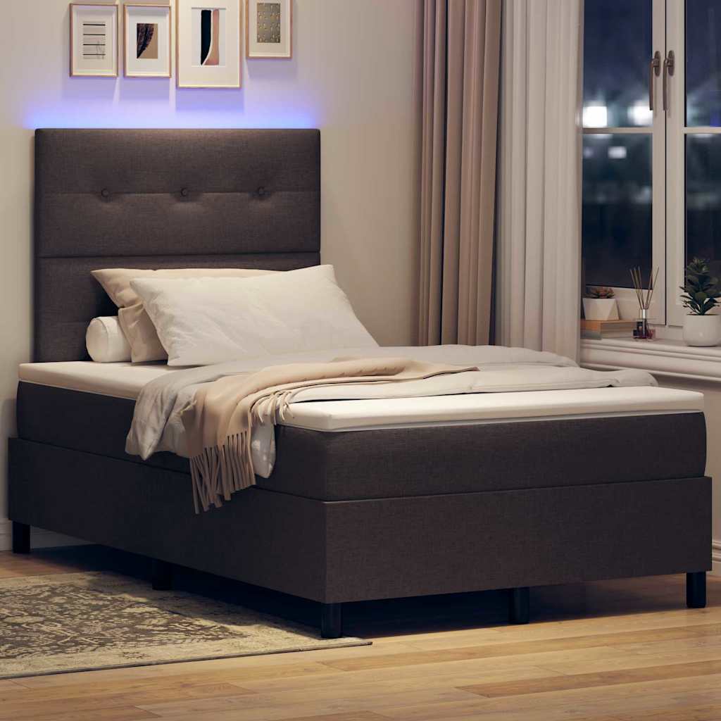 Boxspring bed met hoofdeinde Donkerbruin 120 x 190 cm Stof