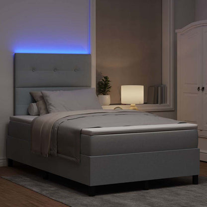 Boxspring bed met hoofdeinde Lichtgrijs 120 x 200 cm Stof