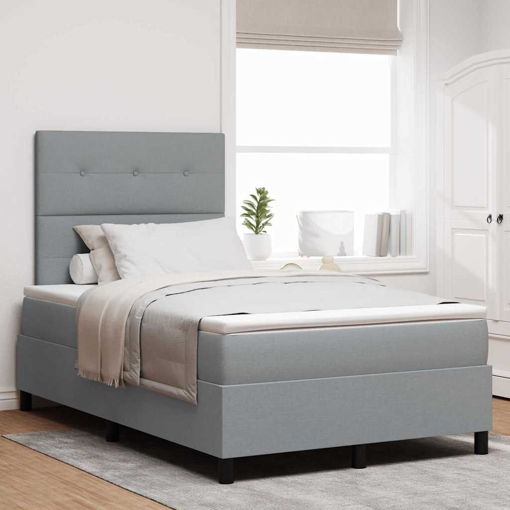 Boxspring bed met hoofdeinde Lichtgrijs 120 x 200 cm Stof