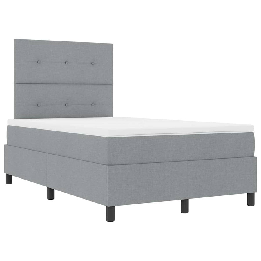 Boxspring bed met hoofdeinde Lichtgrijs 120 x 200 cm Stof