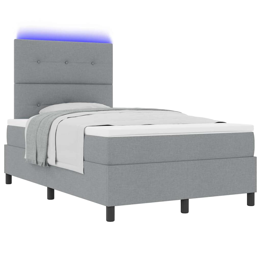 Boxspring bed met hoofdeinde Lichtgrijs 120 x 200 cm Stof