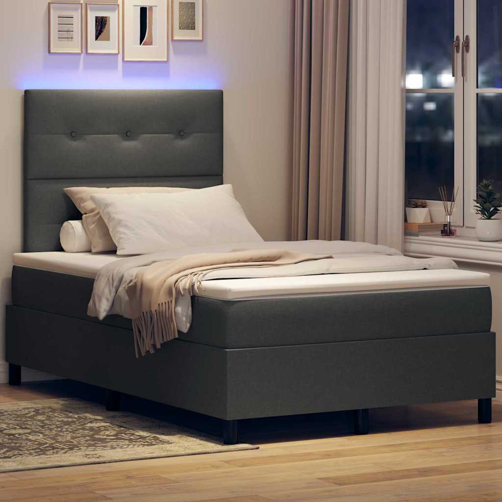 Boxspring bed met hoofdeinde Donkergrijs 120 x 200 cm Stof