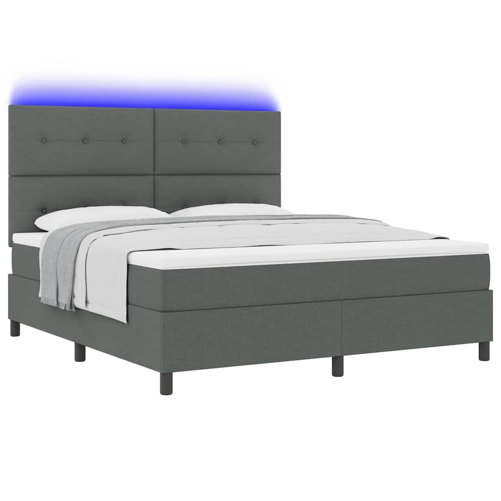Boxspring bed met hoofdeinde Donkergrijs 180 x 200 cm Stof