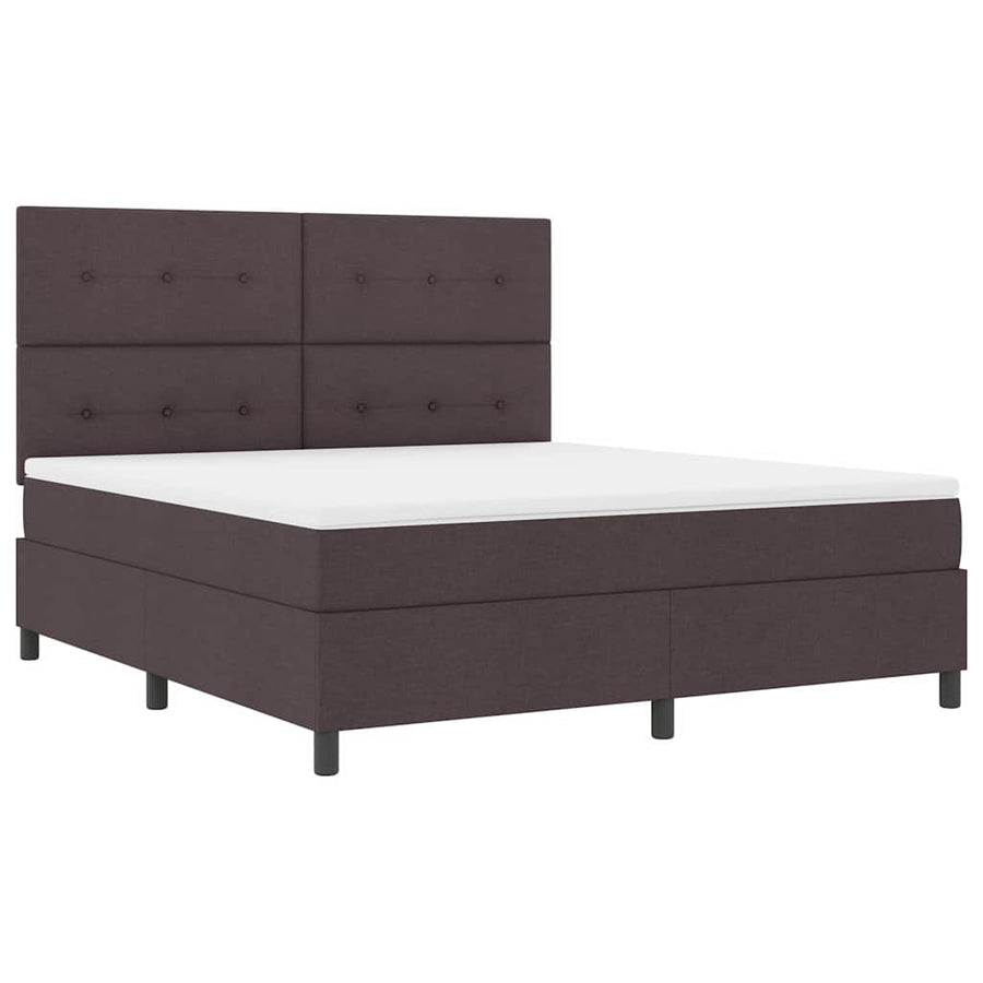 Boxspring bed met matras met LED Donkerbruin 180 x 200 cm Stof