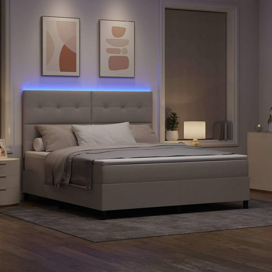 Boxspring bed met matras met hoofdeinde Taupe 180 x 200 cm Stof