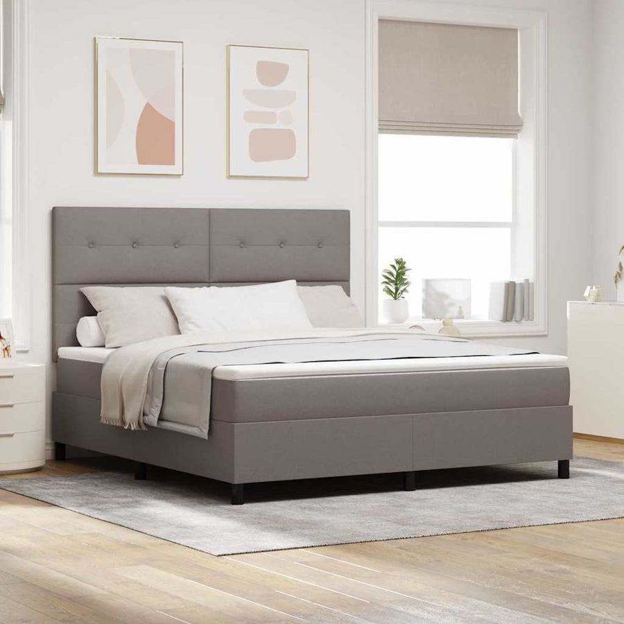 Boxspring bed met matras met hoofdeinde Taupe 180 x 200 cm Stof