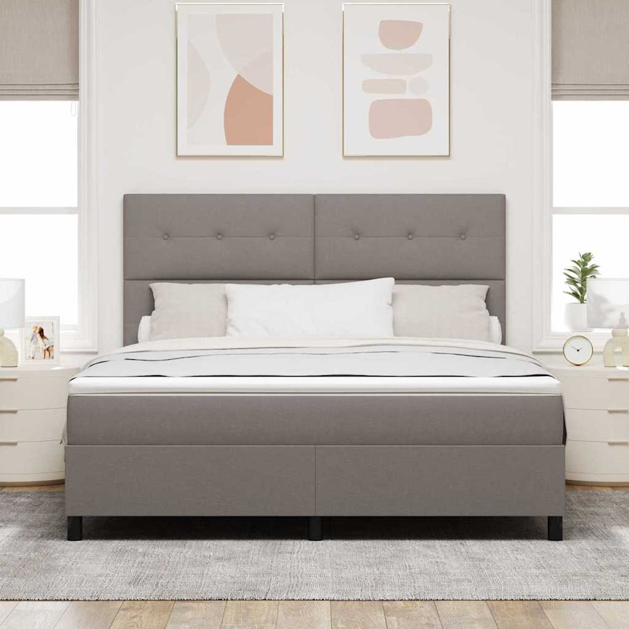 Boxspring bed met matras met hoofdeinde Taupe 180 x 200 cm Stof