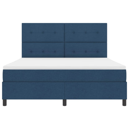 Boxspring bed met LED-stripverlichting Blauw 180 x 200 cm Stof