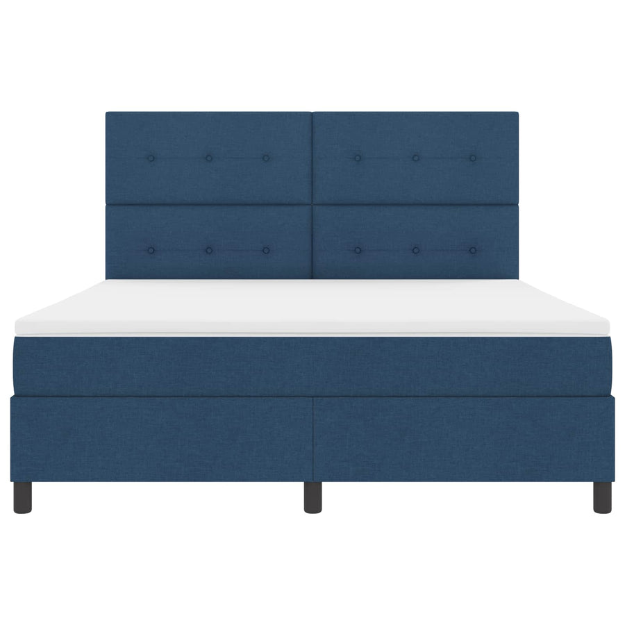 Boxspring bed met LED-stripverlichting Blauw 180 x 200 cm Stof