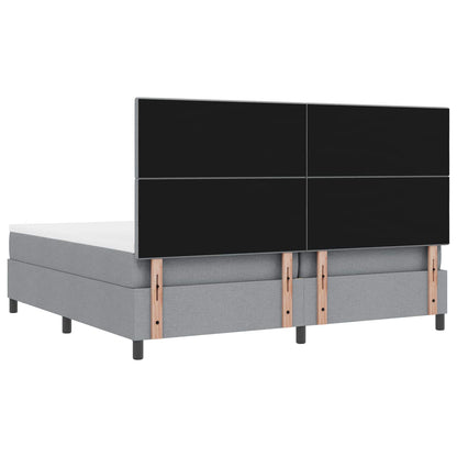 Boxspring bed met hoofdeinde Lichtgrijs 200 x 200 cm Stof
