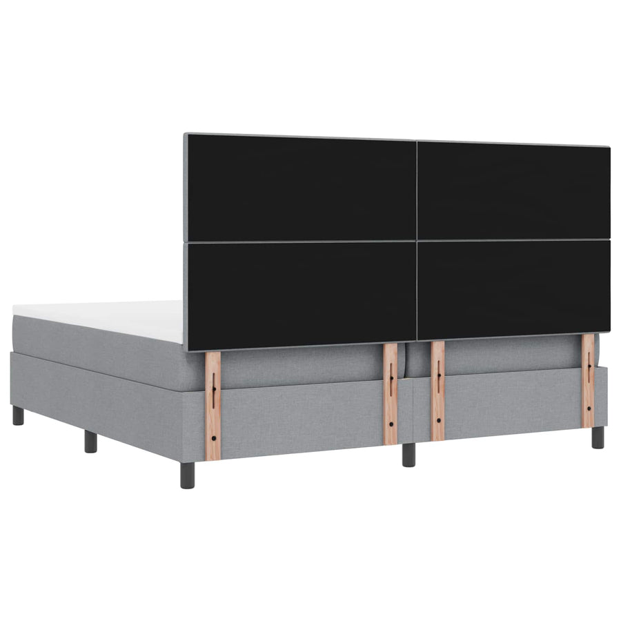 Boxspring bed met hoofdeinde Lichtgrijs 200 x 200 cm Stof