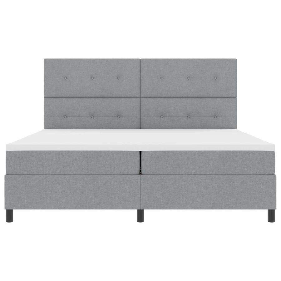 Boxspring bed met hoofdeinde Lichtgrijs 200 x 200 cm Stof
