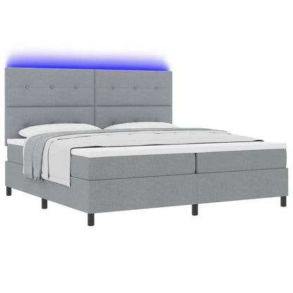 Boxspring bed met hoofdeinde Lichtgrijs 200 x 200 cm Stof