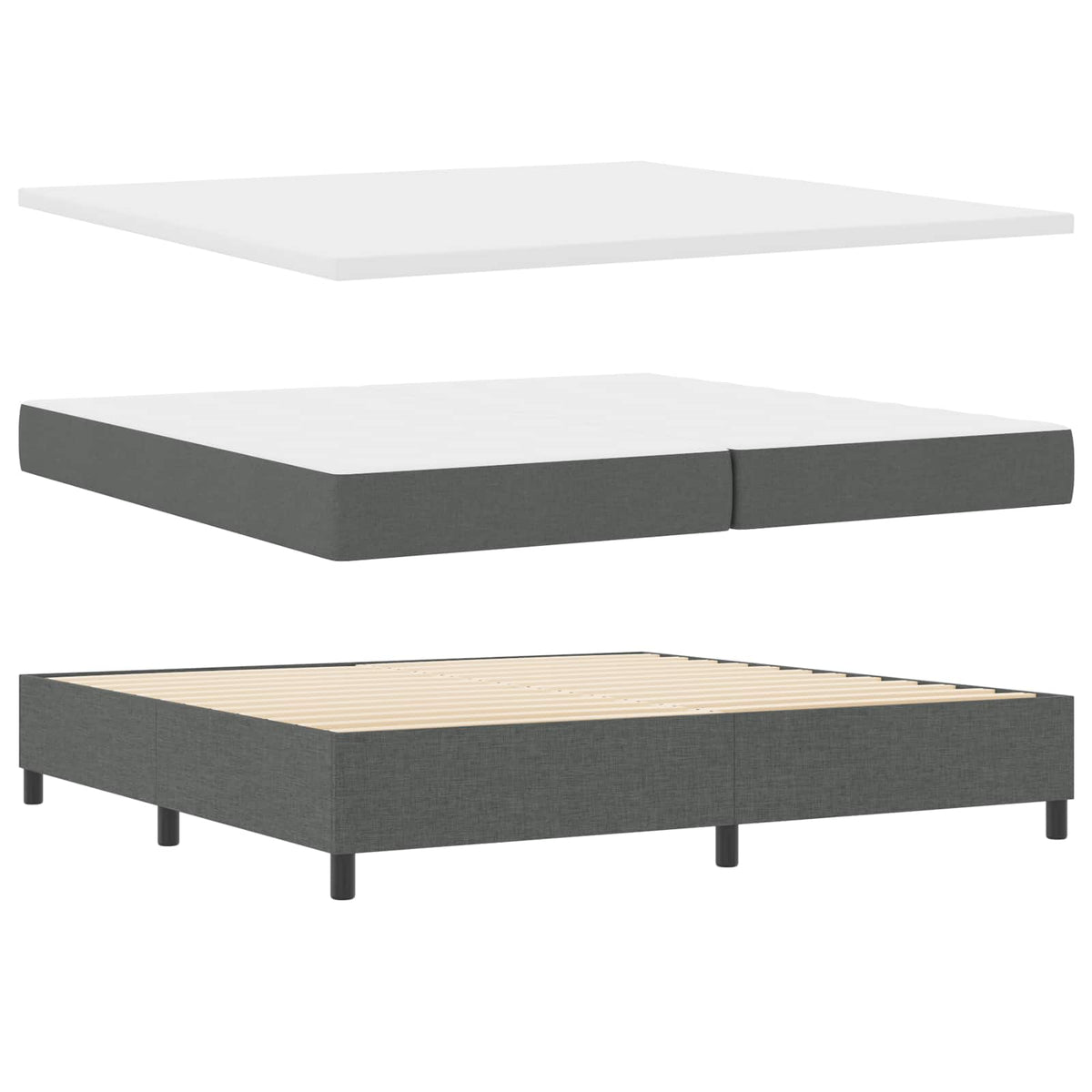 Boxspring bed met hoofdeinde Donkergrijs 200 x 200 cm Stof