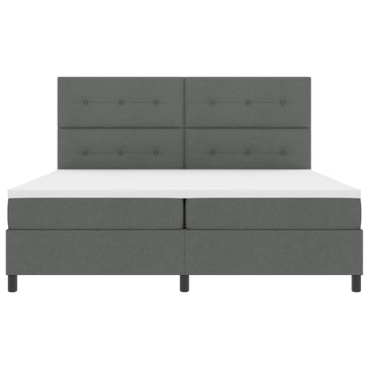 Boxspring bed met hoofdeinde Donkergrijs 200 x 200 cm Stof