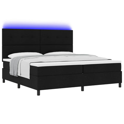 Boxspring bed met LED-stripverlichting Zwart 200 x 200 cm Stof