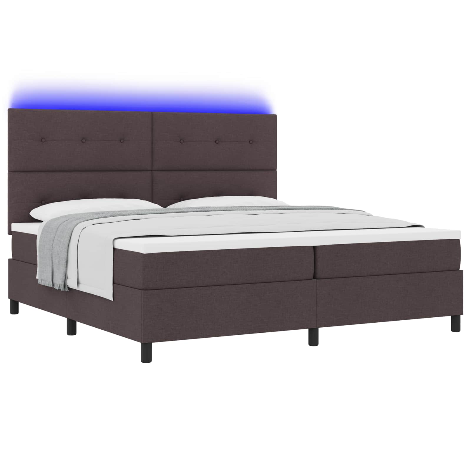 Boxspring bed met hoofdeinde Donkerbruin 200 x 200 cm Stof