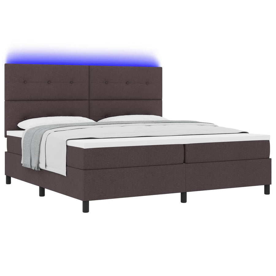 Boxspring bed met hoofdeinde Donkerbruin 200 x 200 cm Stof