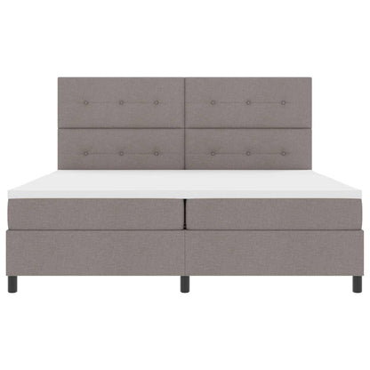 Boxspring bed met LED-stripverlichting Taupe 200 x 200 cm Stof
