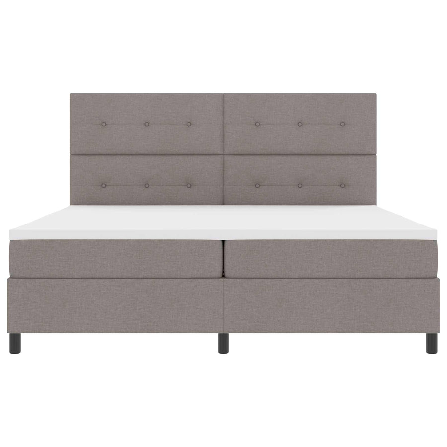 Boxspring bed met LED-stripverlichting Taupe 200 x 200 cm Stof
