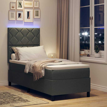 Boxspring bed met matras met LED Donkergrijs 80 x 200 cm Stof