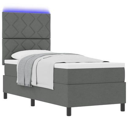 Boxspring bed met matras met LED Donkergrijs 80 x 200 cm Stof