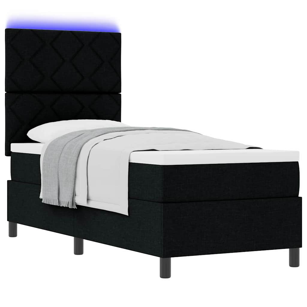 Boxspring bed met LED-stripverlichting Zwart 80 x 200 cm Stof