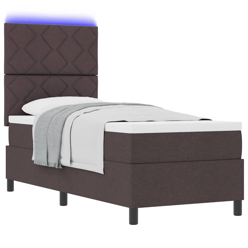 Boxspring bed met hoofdeinde Donkerbruin 80 x 200 cm Stof