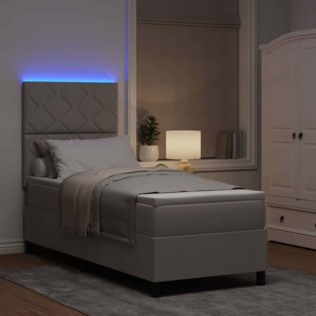 Boxspring bed met LED-stripverlichting Taupe 80 x 200 cm Stof