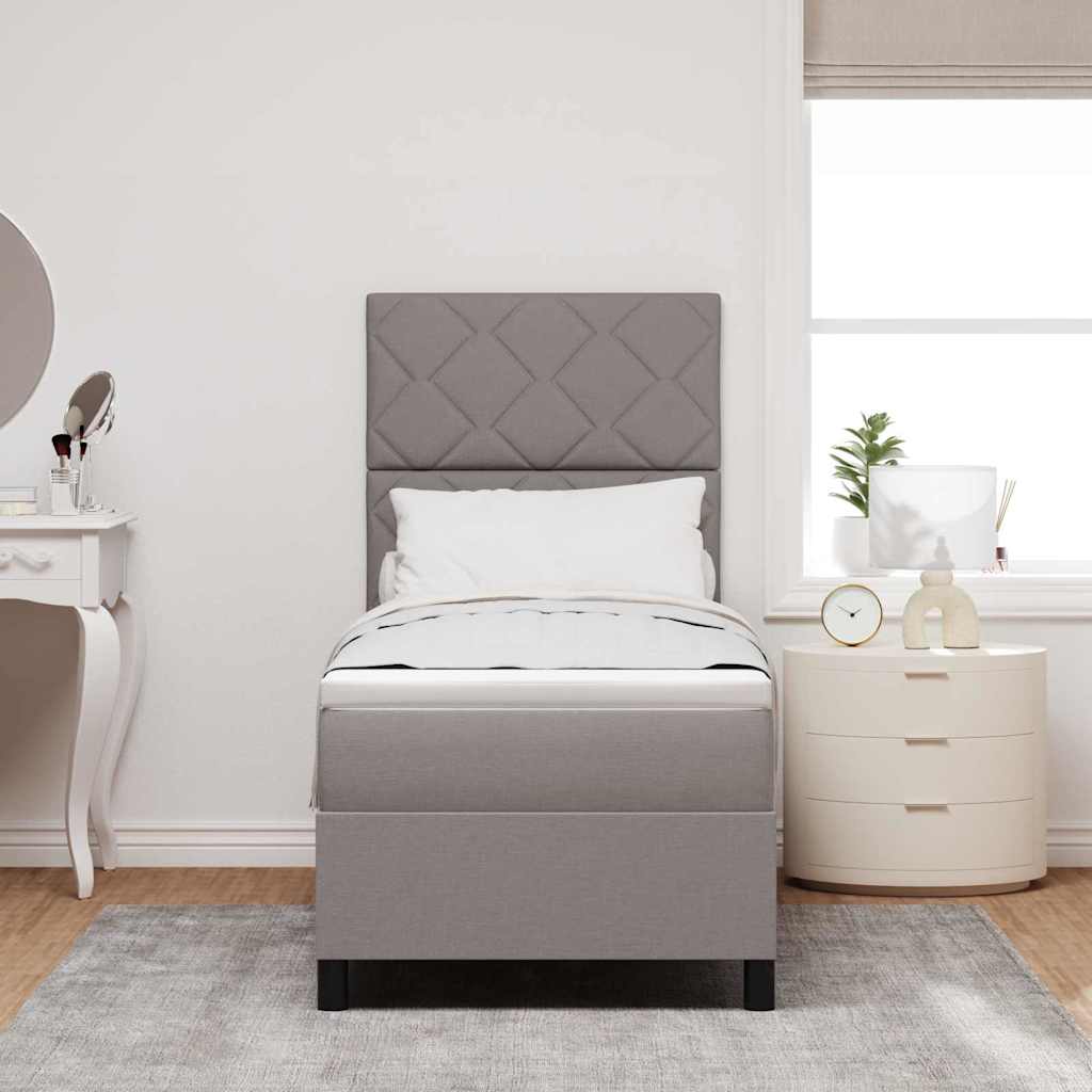 Boxspring bed met LED-stripverlichting Taupe 80 x 200 cm Stof