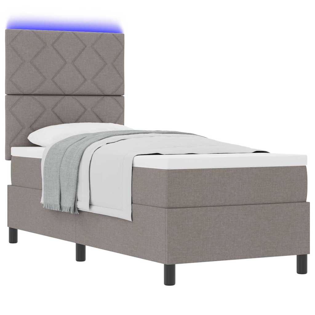 Boxspring bed met LED-stripverlichting Taupe 80 x 200 cm Stof