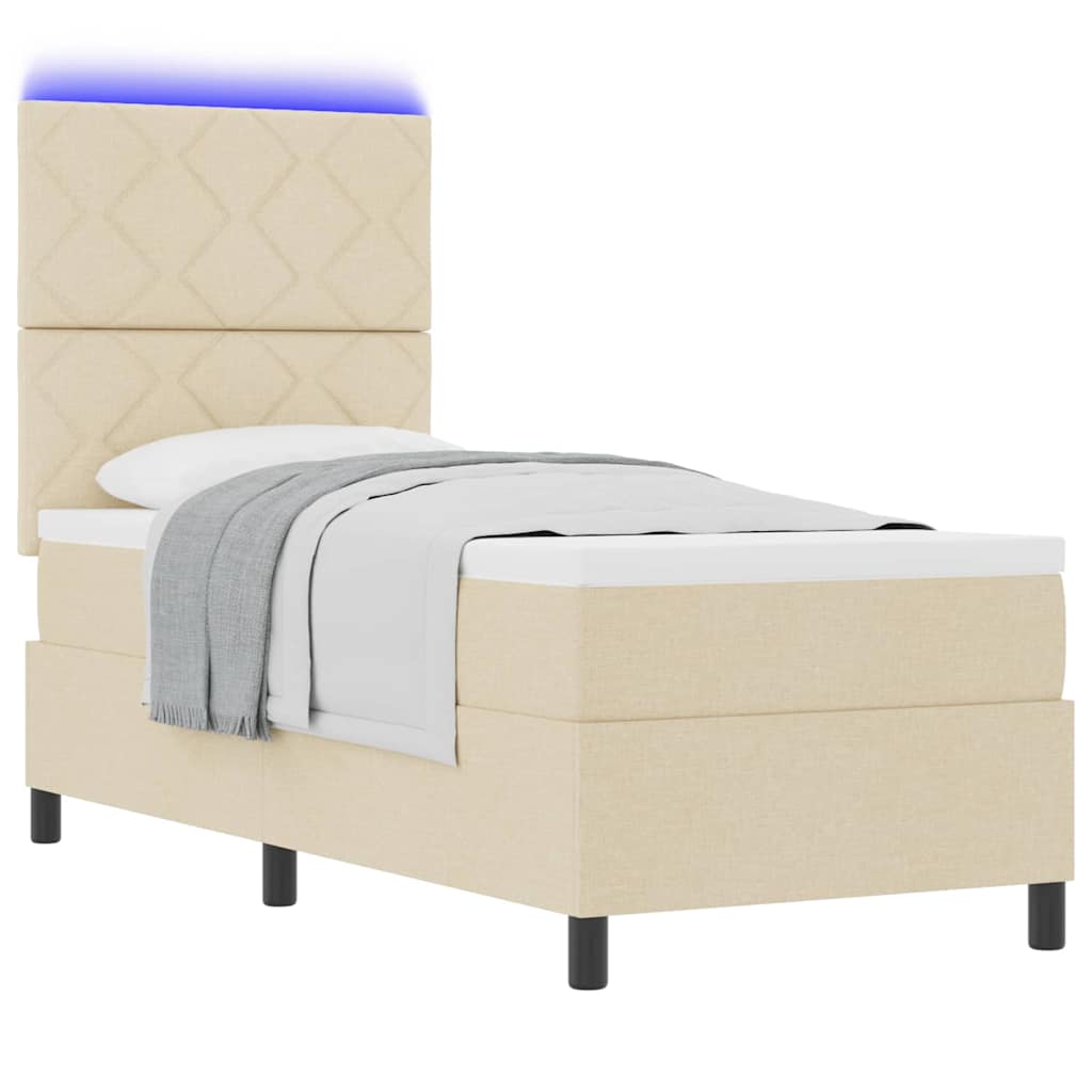Boxspring bed met matras met LED Crème 80 x 200 cm Stof