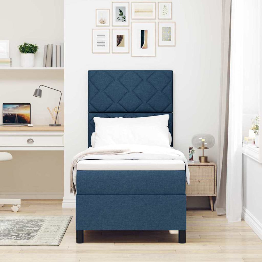 Boxspring bed met LED-stripverlichting Blauw 80 x 200 cm Stof