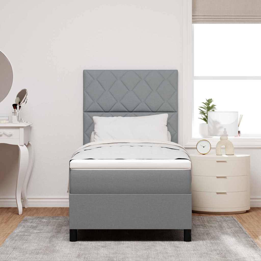 Boxspring bed met hoofdeinde Lichtgrijs 90 x 190 cm Stof