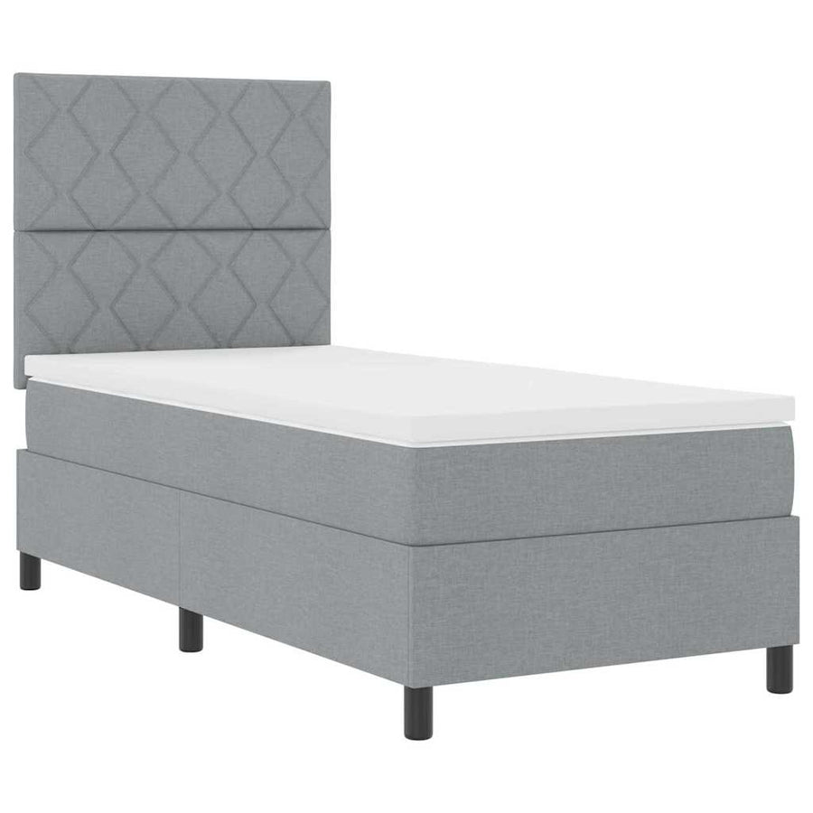Boxspring bed met hoofdeinde Lichtgrijs 90 x 190 cm Stof