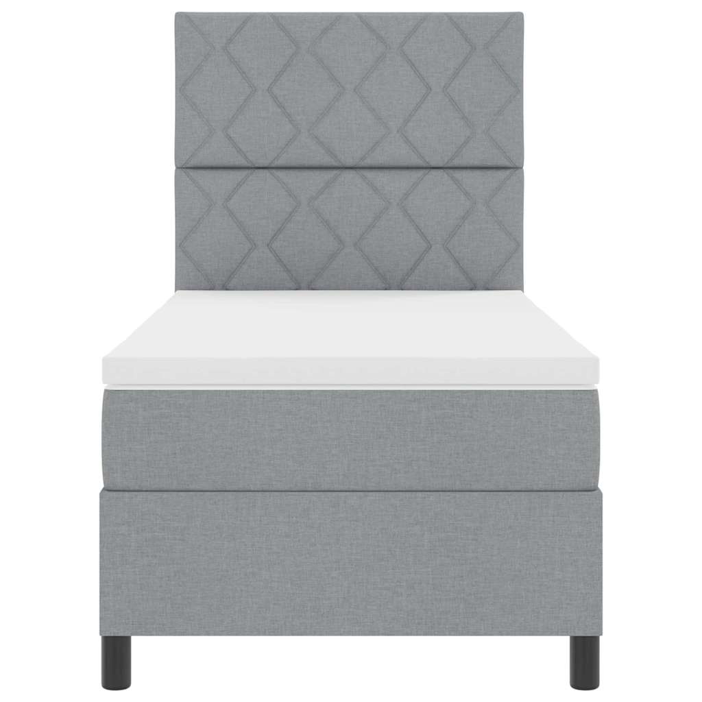 Boxspring bed met hoofdeinde Lichtgrijs 90 x 190 cm Stof