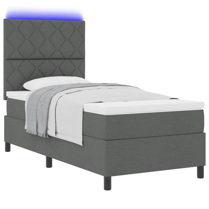 Boxspring bed met hoofdeinde Donkergrijs 90 x 190 cm Stof