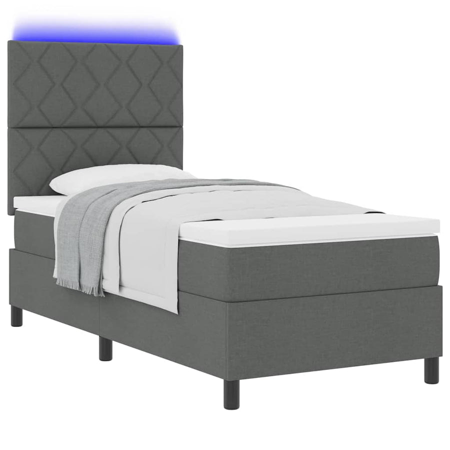 Boxspring bed met hoofdeinde Donkergrijs 90 x 190 cm Stof